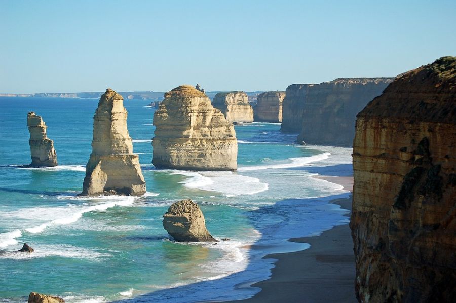 The Apostles stand along the shore