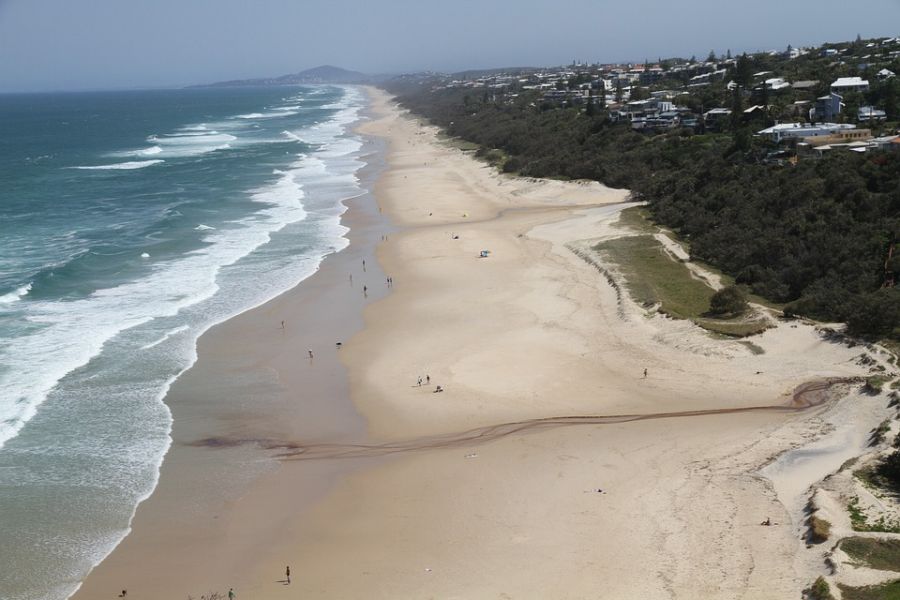 The long sandy beach is a surfers' paradise