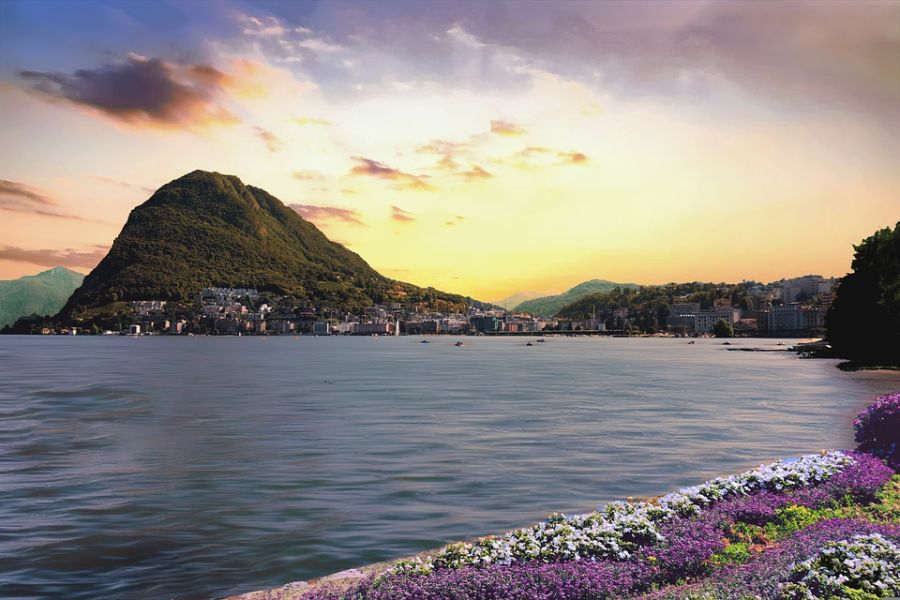 Great view of Lugano from the top of the mountain