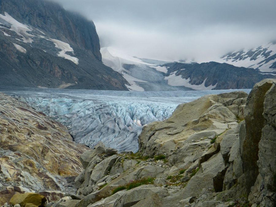 A tunnel has been made inside the glacier