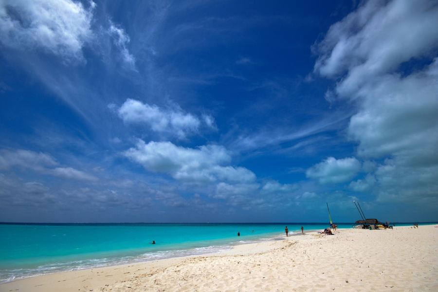 The long Playa Paraiso is located on an island in Cuba