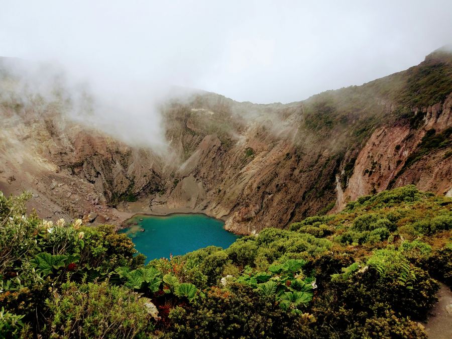 A small lake in the crater