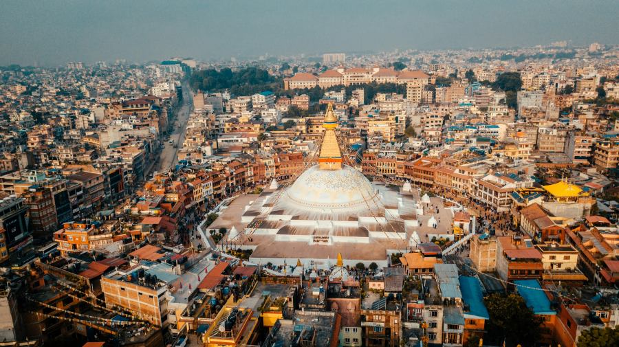 The huge stupa is one of the most beautiful buildings in Kathmandu