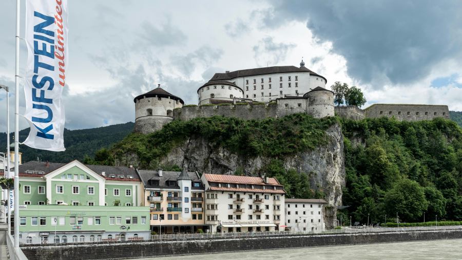 The castle towers above the Inn