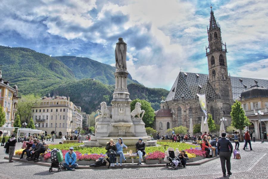 Bolzano's main square is a popular meeting place